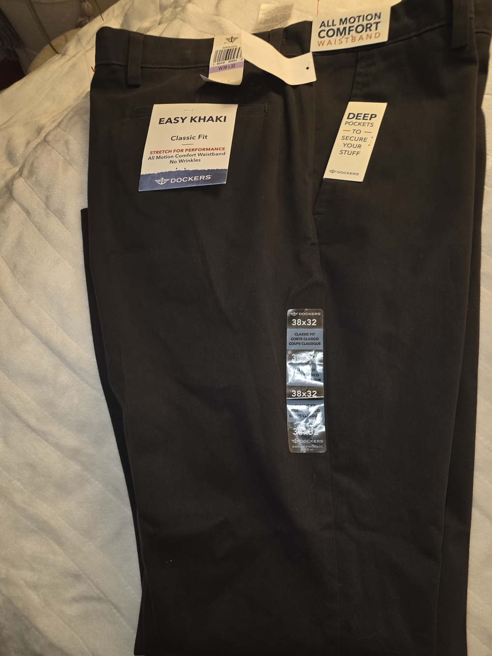 Dockers Easy Khaki Classic Fit Black Pants with All Motion Comfort Waistband